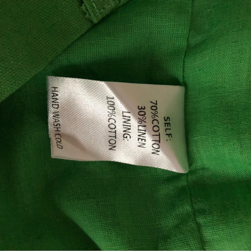 easel shorts pleated lined cotton linen high waist bright signal green - Picture 9 of 11